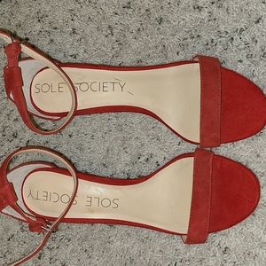 Red ankle strap heel